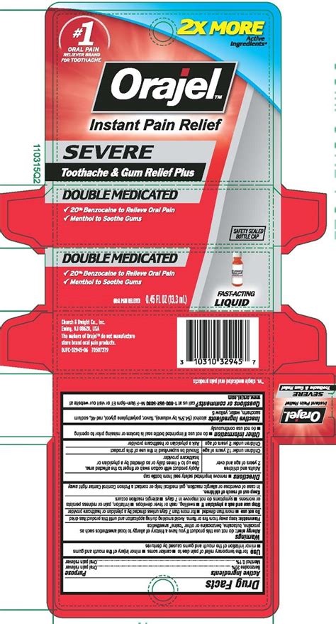 Benzocaine Orajel Severe Toothache Liquid