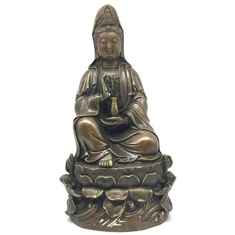 Goddess Quan Yin Kwan Yin Guan Yin Sitting In Lotus Buddhist Statue