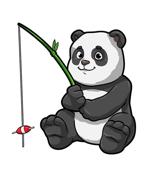 Panda At Fishing With Fishing Rod Painting By Markus Schnabel Fine