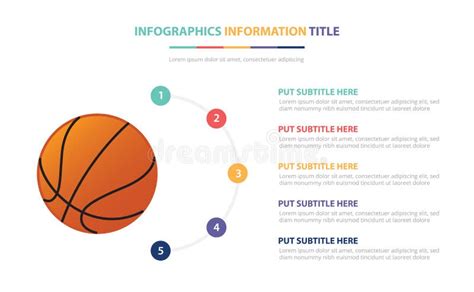 Basketball Infographic Template Concept With Five Points List And