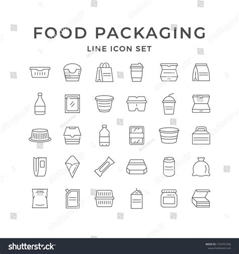 Set Line Icons Food Packaging Stock Vector Royalty Free 1724701936
