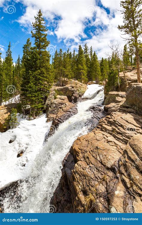 Alberta Falls In Rocky Mountain National Park Stock Photo