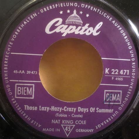 Nat King Cole Those Lazy Hazy Crazy Days Of Summer Vinyl Discogs