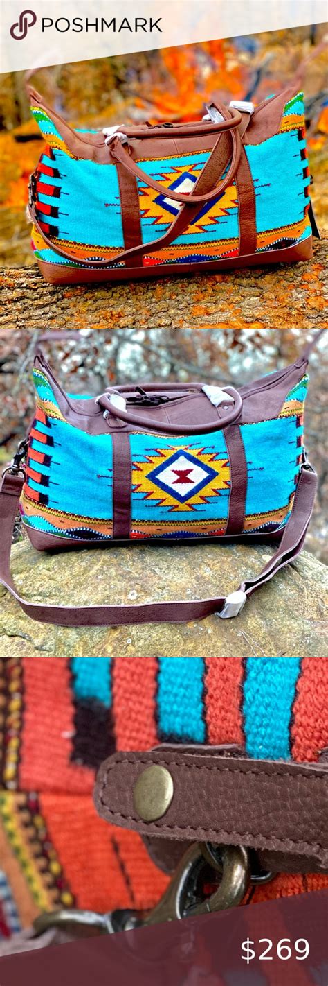 Leather Aztec Wool Saddle Blanket Duffel Pink Duffle Bag Vera