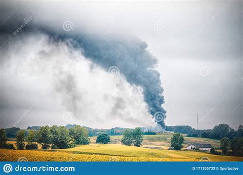 Black Smoke From A Fire In A Rural Countryside Stock Image Image Of
