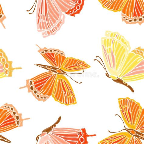 Vintage Seamless Pattern Bird Butterfly On Background Imitation Of
