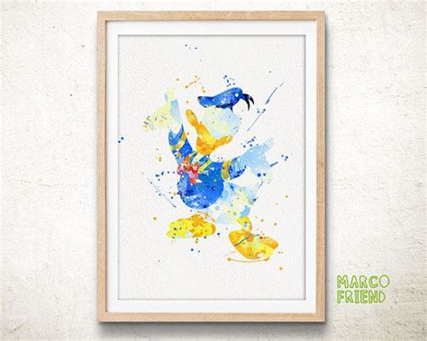 Disney Donald Duck Watercolor Poster Prints Watercolor Art Etsy