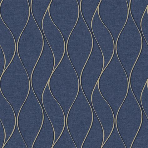 Roommates 2818 Sq Ft Navy Wave Ogee Peel And Stick Wallpaper Blue
