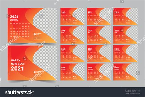 Desk Calendar 2021 Template Design Stock Vector Royalty Free