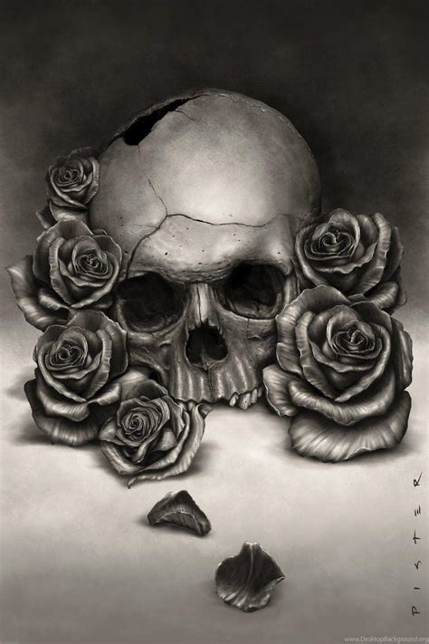 Skulls And Black Roses Wallpapers