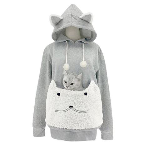 Cat Pouch Hoodie With Ears Cat Pocket Sweatshirt T For Etsy
