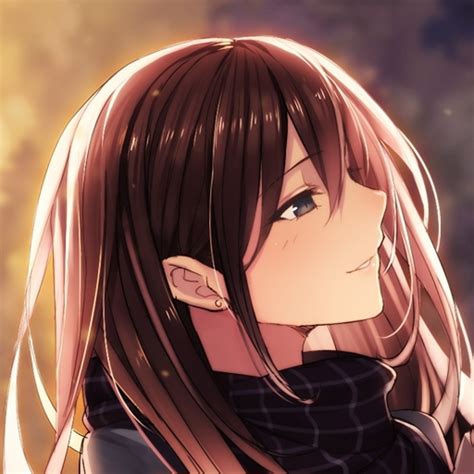 Download Smile Scarf Brown Eyes Brown Hair Anime Girl Anime Girl Pfp By