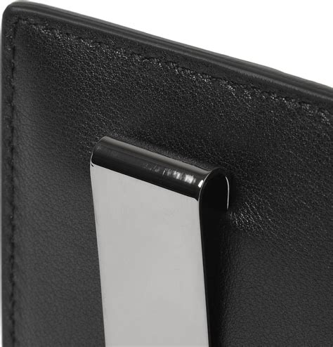 3.66 inches (9.3 cm) depth: Gucci Embossed Leather Card Holder and Money Clip in Black ...