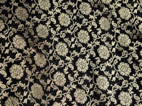 Brocade Fabric Remnant In Black And Gold Gold Banaras Fabric Remnant