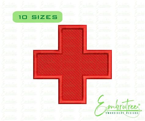 Medical Cross Embroidery Design Red Cross Sign Machine Embroidery