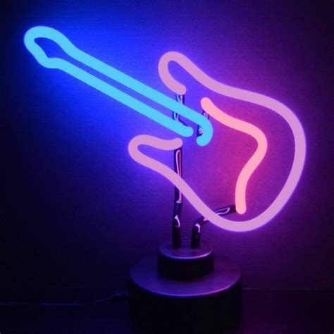 Guitar Neon Sign Sculpture Base Mounted or Wall