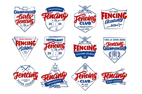 Set Of Fencing Logos Illustrator Graphics Creative Market