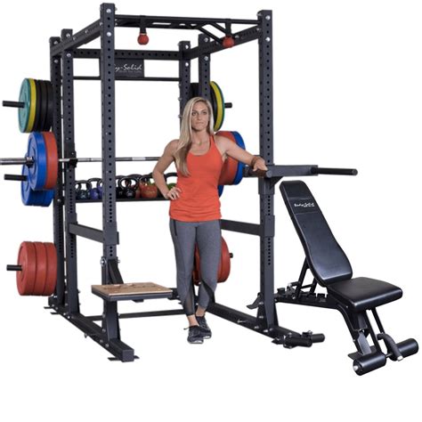 Body Solid Extended Power Cage Squat Rack Gym Fitness Package W