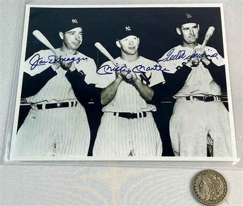 Lot Signed Mickey Mantle Joe Dimaggio And Ted Williams Black And
