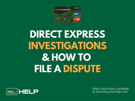 Until that point, though, it's incumbent on consumers to use the chargeback process wisely. Direct Express Investigations - Direct Express Card Help