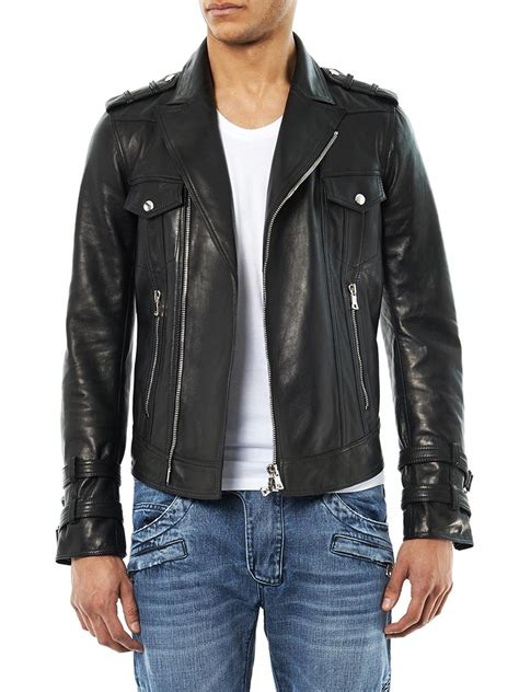 Lyst Balmain Leather Biker Jacket In Black For Men