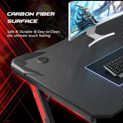 Homall 44 Inches Z Shaped Gaming Desk Carbon Fiber Surface Desk With