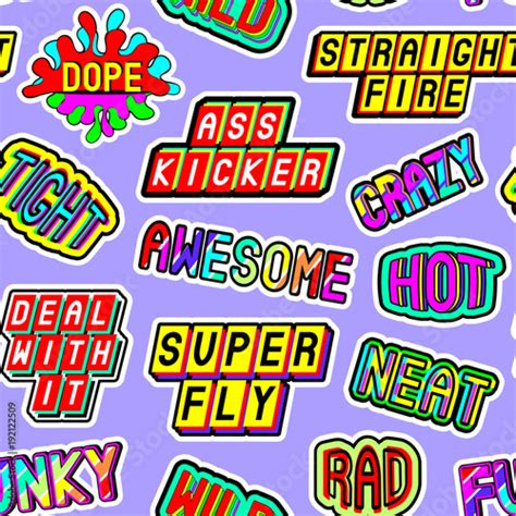 Seamless Pattern With Slang Words And Phrases Dope Straight Fire