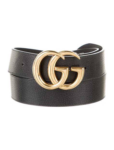 Gucci Double G Logo Leather Belt Black Belts Accessories Guc735802