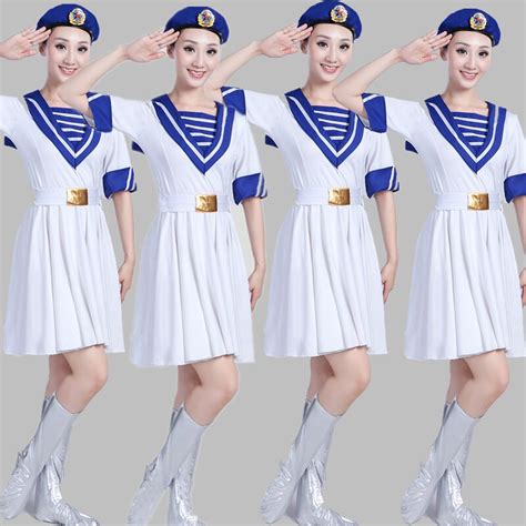 White Military Uniform Sailor Clothes Navy Uniforms Costume Army Chorus