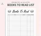 Books to Read List Book Reading Tracker Printable Book - Etsy