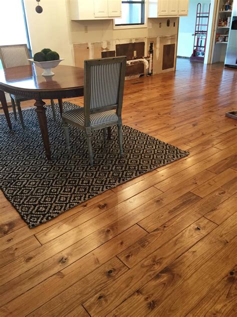 Minwax Early American Stain On Pine Solid Hardwood Flooring In Kitchen