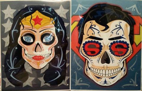 Superman And Wonder Woman Sugar Skull Art Superman Wonder Woman Skull