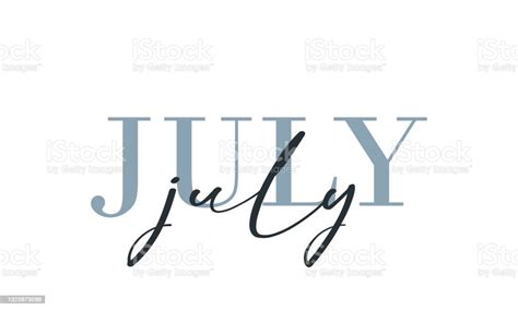 Hello July Card One Line Lettering Poster With Text Vector Eps 10