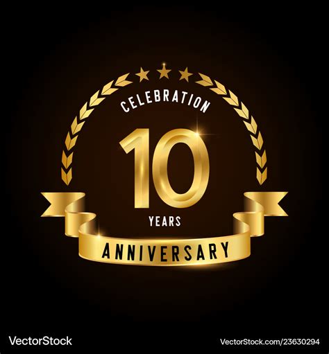 10 Years Anniversary Celebration Logotype Golden Vector Image