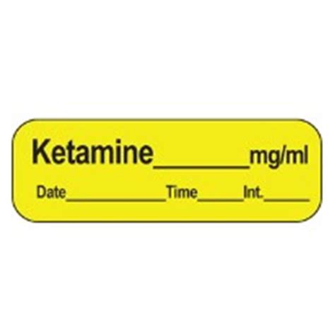 Timemed A Div Of Pdc Label Ketamine Anesthesia 1 12x12 Permanent Ye