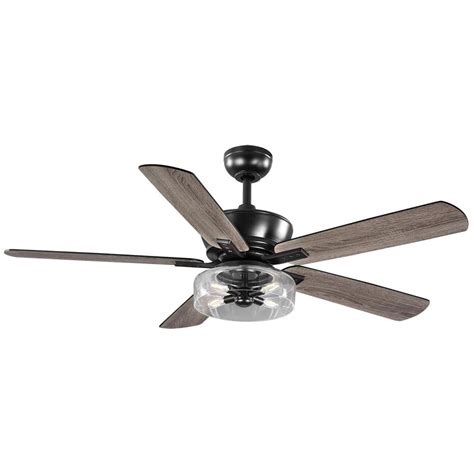 The fan and its accompanying light can both be regulated and switched on/off using a remote control. Home Decorators Collection Aberwell 56 in. LED Matte Black ...