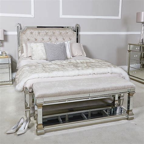 A padded headboard for added comfort and a solid pine and poplar wood make for a strong frame. Athens Gold Mirrored King Size Bedframe and Headboard ...