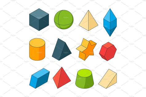 3d Model Of Geometry Shapes Colored Pictures Sets Pyramids Stars