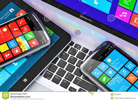 The device may be found on ebay, aliexpress, and lazada. Mobile Devices With Touchscreen Interface Royalty Free ...