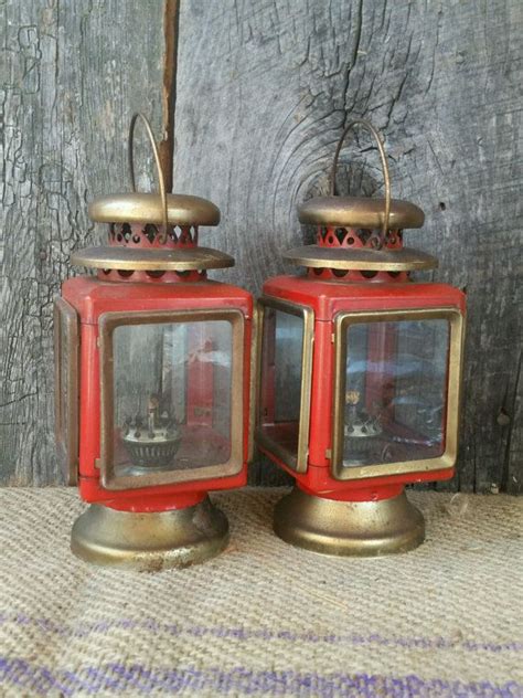 Pair Vintage Square Oil Carriage Lamps Metal By Bluridgevintage