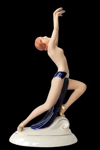 ROYAL DUX ELLY Strobach Tänzerin in Pose Art Deco Porzellan Figur CM s EUR