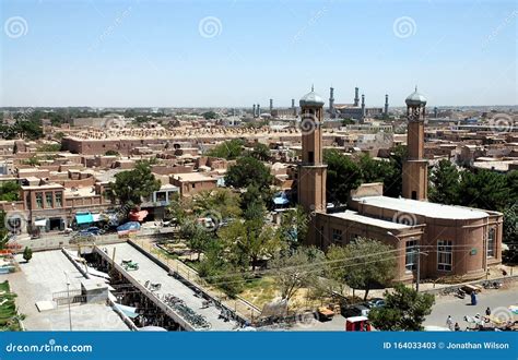 A View Across The City Of Herat In Afghanistan With Mosque Seen From