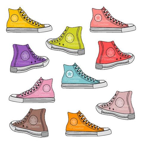 Sneakers Shoes Digital Clip Art Clipart Set Personal And Etsy