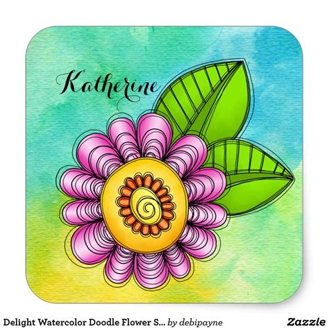 Delight Watercolor Doodle Flower Sticker By Debi Payne Designs Flower
