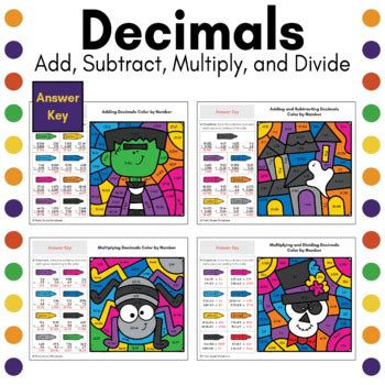 Add Subtract Multiply And Divide Decimals Halloween Color By Number