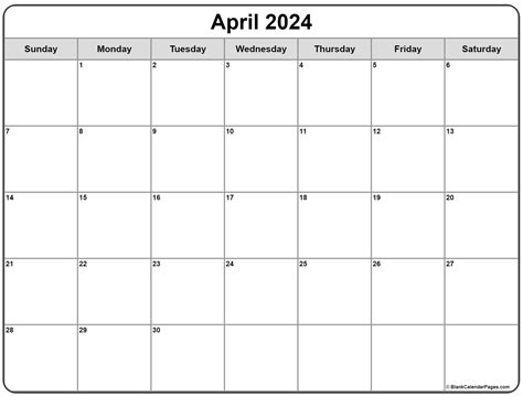 Printable Monthly Calendar April