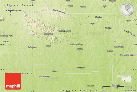 Physical Map Of Comanche County
