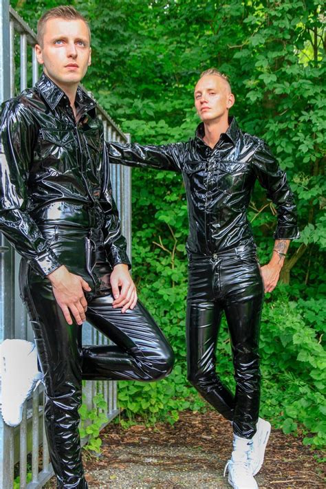 Pvc Long Sleeved Shirt By Mr Riegillio Casual Leather Jacket Outfit