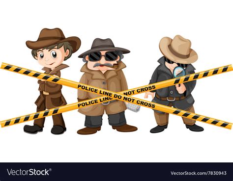 Three Detectives Looking For Clues Royalty Free Vector Image
