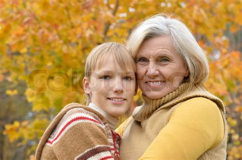 Grandmother And Grandson Hugging Stock Image Colourbox